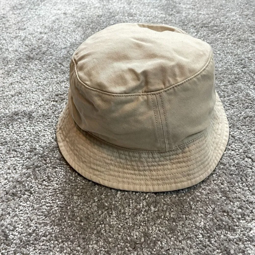 Unbranded Bucket Hat Kids One Size Beige Cotton Sun Cap Solid Basic Outdoor